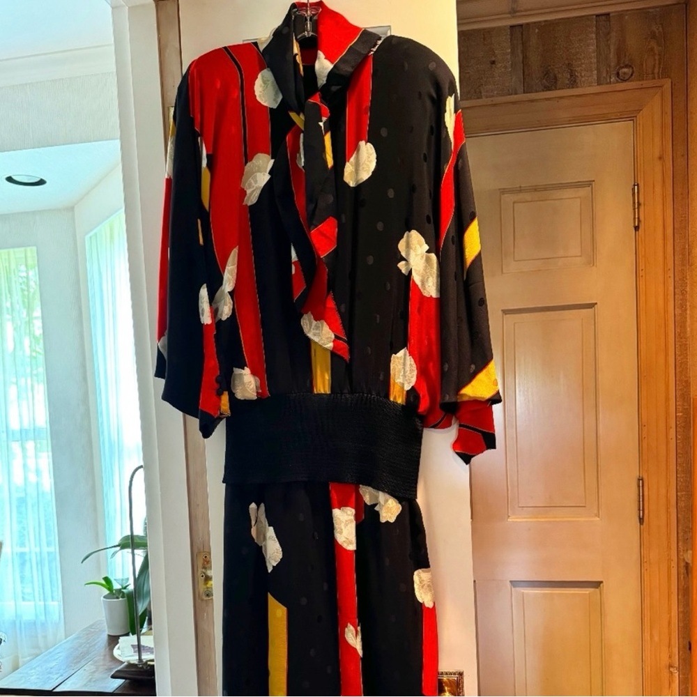 Vintage Norma Walters Size 10 Abstract Drop Waist Dress